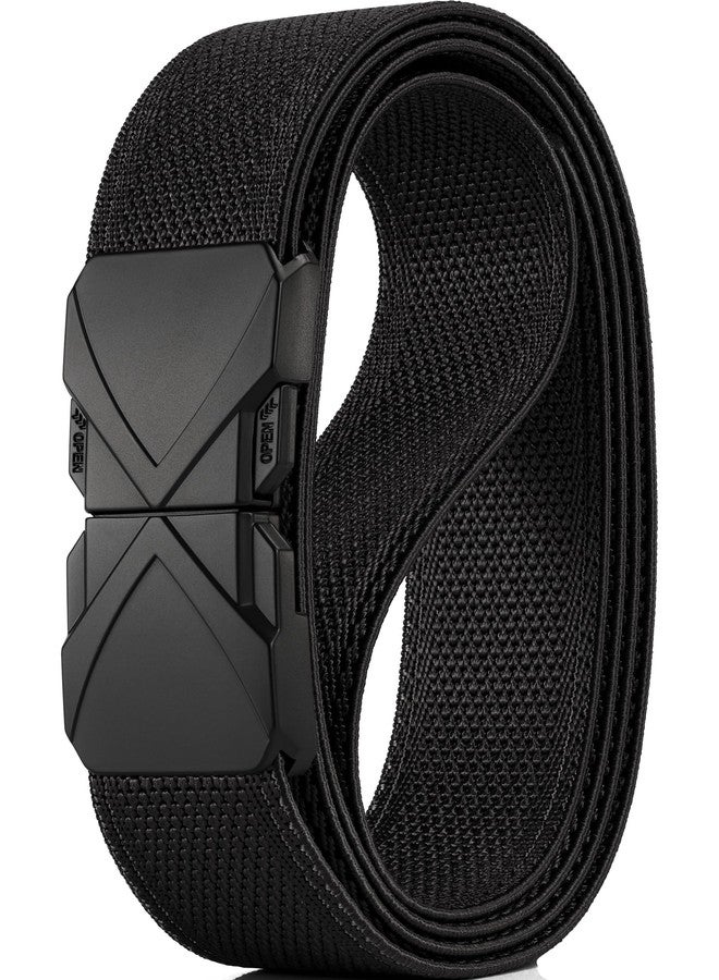 GEIT Stretch Nylon Belt with Quick Release Metal Buckle, 1 3/8" Casual Golf Tactical Invisible Elastic Web Belt - Image 1